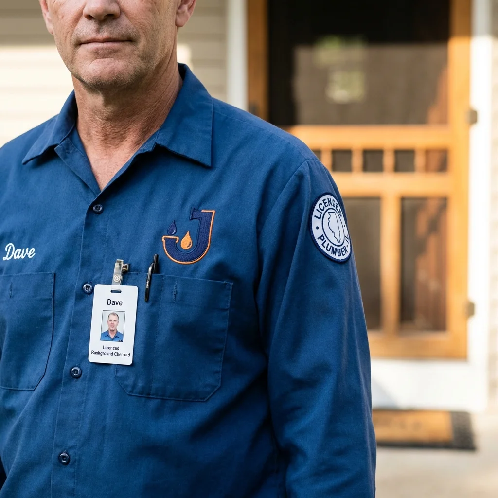 Licensed plumber showing ID badge in Hammonton, NJ