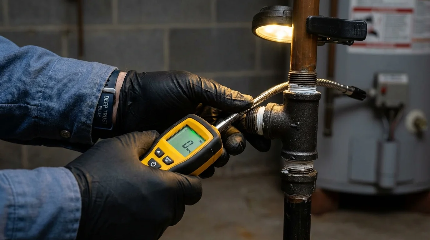 Gas leak detection with electronic sniffer by Johns Plumbing LLC in Hammonton