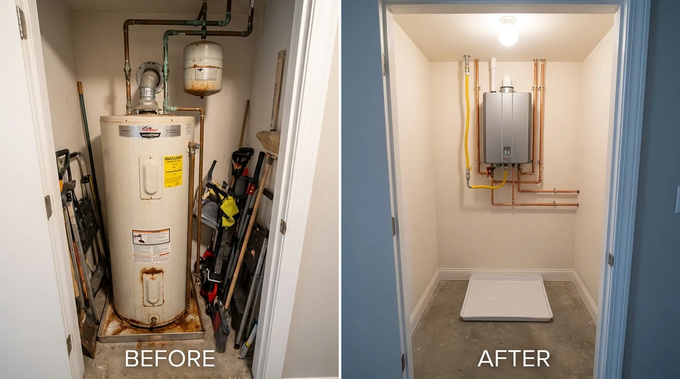 Tank water heater versus wall-mounted tankless unit comparison for Hammonton, NJ homeowners
